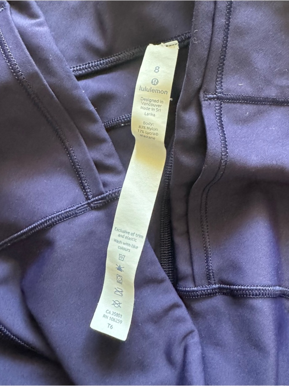 Lululemon Fast and Free Crop Dark Purple Leggings Size 8 - Picture 4 of 5